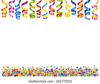 Background with confetti and serpentine