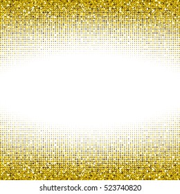 Background of confetti sparkles gold glitter. Golden halftone. Golden glitter. Vector design. Golden texture.