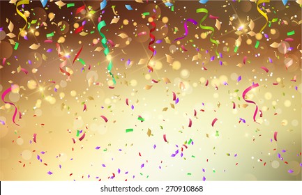 Background With Confetti And Streamers