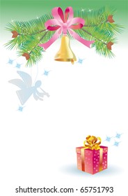 Background for congratulating on a paper angel and bluebell to Christmas