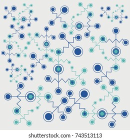 Background with connected lines dots and circles