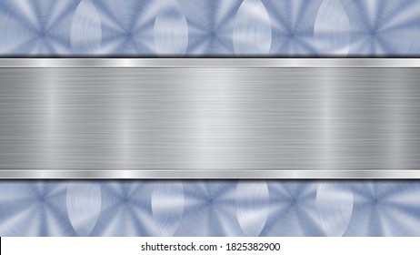 Hintergrund bestehend aus einer glänzend glänzenden metallischen Oberfläche und einer zentral gelegenen horizontalen, polierten silbernen Platte mit einer Metallstruktur, Glasuren und verbrannten Kanten