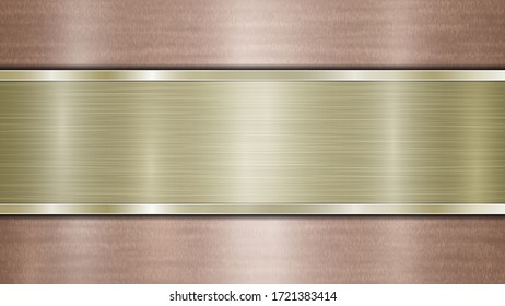 Fondo formado por una superficie metálica brillante de bronce y una plancha dorada pulida horizontal situada en el centro, con una textura metálica, bombillas y bordes quemados