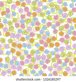 Background consisting of a chaos of checkered blots and rounded squares. Editable.