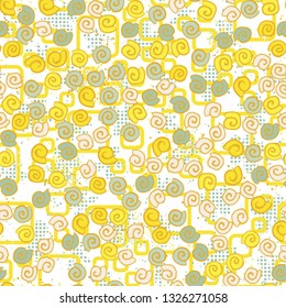 Background consisting of a chaos of checkered blots and rounded squares. Editable.