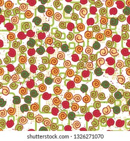 Background consisting of a chaos of checkered blots and rounded squares. Editable.