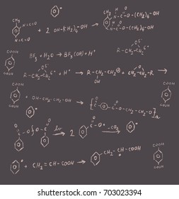 Background consisting of chemical reactions and formulas