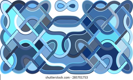 Background consisting of elements of celtic knots which are painted in different colors
