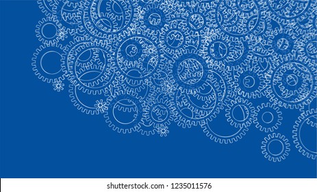 Background consisting of gears. Blueprint Style. 3D Rendering Vector Illustration. Architecture Design Background
