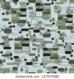 Background consisting of groups of squares. Seamless pattern. Camouflage consisting of uneven blocks. Background consists of skulls.