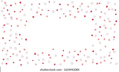 Background consisting of many small red hearts creating a chaotic pattern. Vector template for romantic design