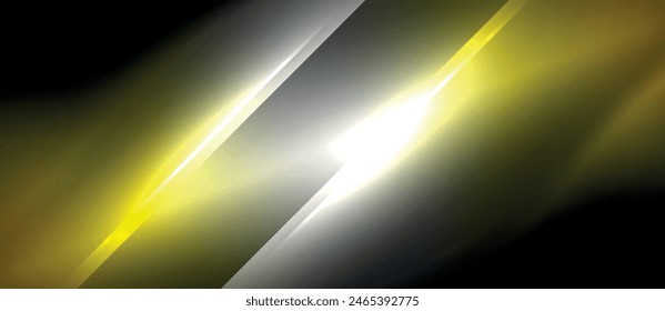 The background consists of black, white, and yellow colors with a radiant diagonal line glowing across it, reminiscent of an astronomical event or a lens flare in the dark sky