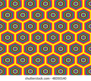 background consists of colored hexagon