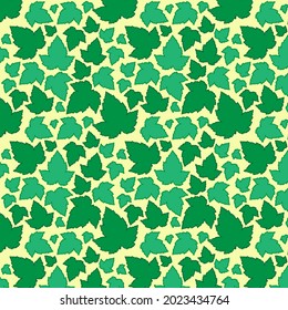 
The background consists of leaves on a yellow substrate. Perfect for wallpaper, fabric and packaging paper