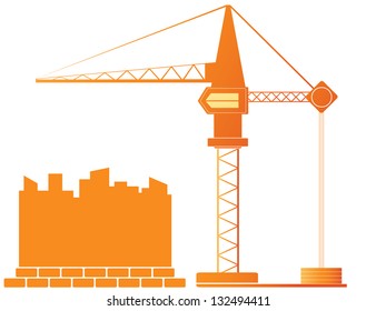 background with construction crane and city landscape