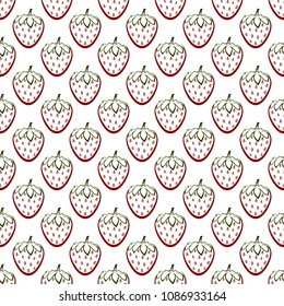 Background with contour ripe red strawberry with green stem 