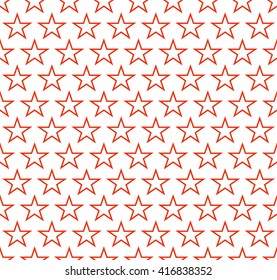 Background contours of red stars in a row and alternately under each other on a white background