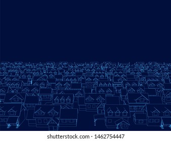Background with contours of residential buildings. Vector illustration