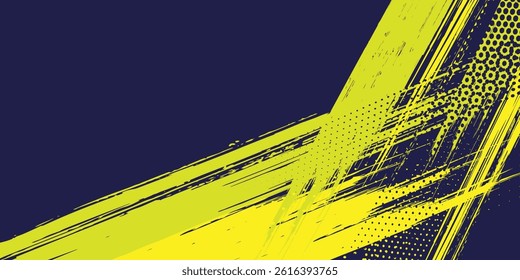 Background, contrast yellow and dark blue color abstract template for business design. Technology style.	