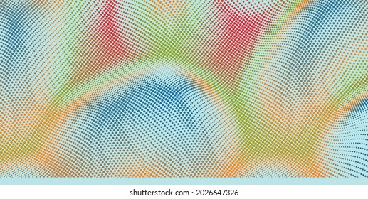 Background with convex forms. Grid surface. Vibrant trendy texture, with blending colors. 3d network design with particles. Can be used for advertising, marketing or presentation. 