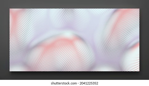Background with convex forms. Grid surface. Vibrant trendy texture, with blending colors. 3d network design with particles. Can be used for advertising, marketing or presentation. 