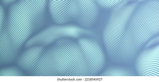 Background with convex forms. Grid surface. Vibrant trendy texture, with blending colors. 3d network design with particles. Can be used for advertising, marketing or presentation. 