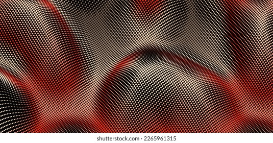 Background with convex forms. Grid surface. Vibrant trendy texture, with blending colors. 3d network design with particles. Can be used for advertising, marketing or presentation. 