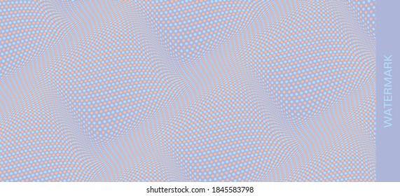 Background with convex forms. Volumetric composition with optical illusion. Digital watermark for security paper, certificate, voucher or banknote. 3d dynamic vector illustration.