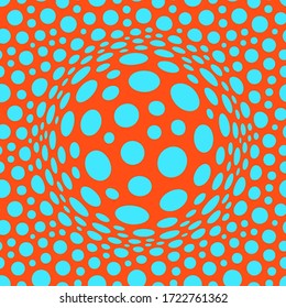 Antecedentes con hemisferio convexo. Composición volumétrica con ilusión óptica. Círculos caóticos en el espacio vacío. Ilustración vectorial dinámica 3d para cubierta, banner, volante o presentación.