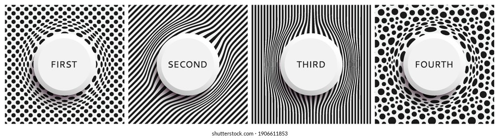 Background with convex hemisphere. Volumetric composition with optical illusion. 3d dynamic vector illustration for cover, banner, flyer or presentation.