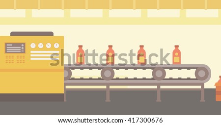 Background of conveyor belt with bottles.