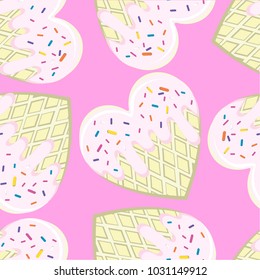 Background with cookies in the form of hearts.