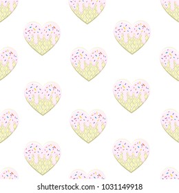 Background with cookies in the form of hearts.