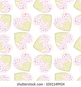 Background with cookies in the form of hearts.