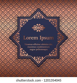 Background with copper floral pattern. Inspired by ottoman and islamic ornaments. For wedding invitation, book cover or flyer