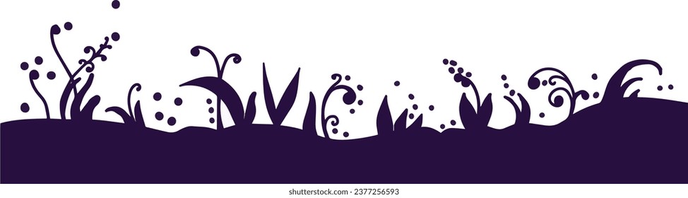 Background with copy space area, black and purple background with grass and flowers, conceptual art, complete darkness background, black purple studio, dark purple 