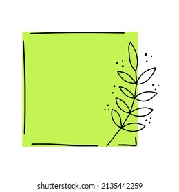 Background with copy space with natural pattern. Silhouette of plants and flowers for print and square label. Template for Natural cosmetics.