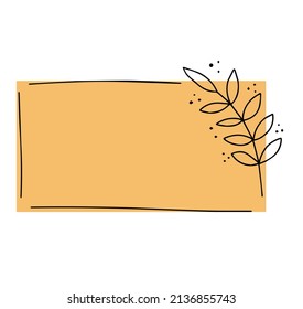 Background with copy space with natural pattern. Silhouette of plants and flowers for print and square label. Template for Natural cosmetics.