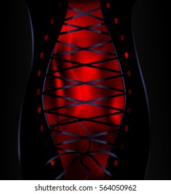 background corset and red silk