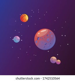 fondo con planetas cósmicos, ilustración vectorial de estrellas
