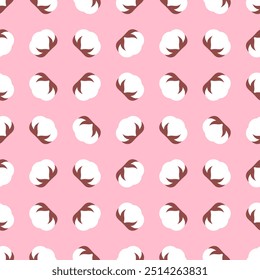 Fundo com flores de algodão. Padrão de repetição uniforme.