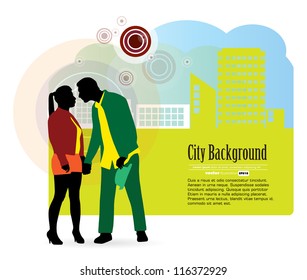 Background with couple kissing