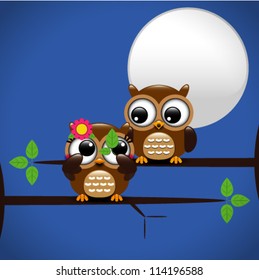 Background with couple of owls
