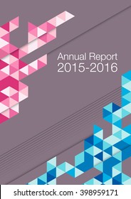 background cover annual report, vector illustrator flat design pink and blue