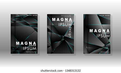 The background of the cover design pattern. blue triangle line. Vector front page font