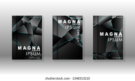 The background of the cover design pattern. blue triangle line. Vector front page font