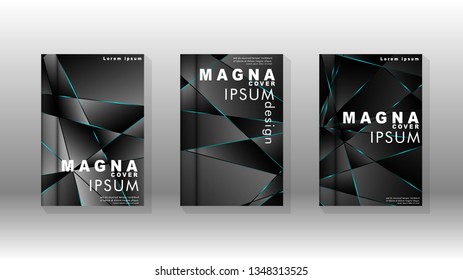 The background of the cover design pattern. blue triangle line. Vector front page font