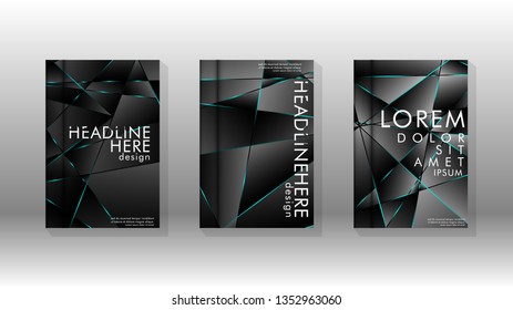 The background of the cover design pattern. blue triangle line. Vector front page font