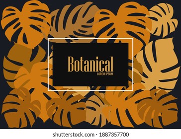 background cover monstera leaves vector with brown color