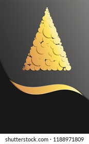 Background for covers, invitations, posters, banners, flyers, greeting cards, placards. Design template for branding, advertising with a winter Christmas spruce in the style of paper. Vector